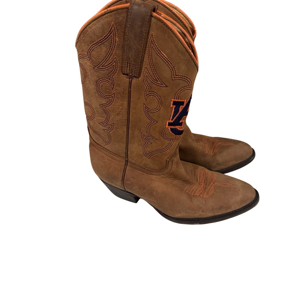 Gameday Auburn Tigers Brown Distressed Cowboy Boots Women's Size 6